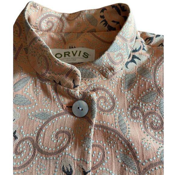 ORVIS Sz Med Floral Swirls Embroidered Pearl Button Mandarin Collar BlazerJacket - Picture 4 of 9
